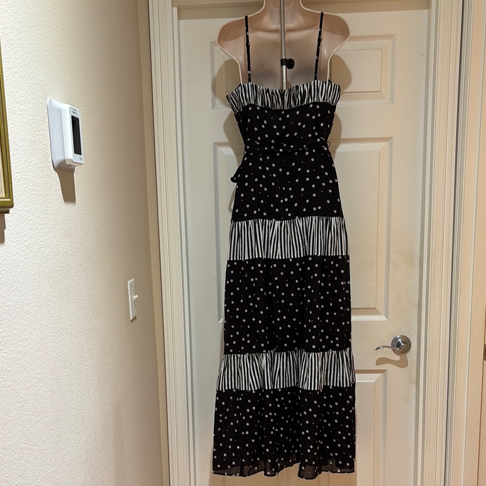 NWOT Kate Spade Black and White/Pink Flowers Dress Size 10 - Picture 6 of 12